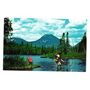 Doubletop Mountain Grassy Pond Postcard Baxter Park Maine Trout Fishing Scenic